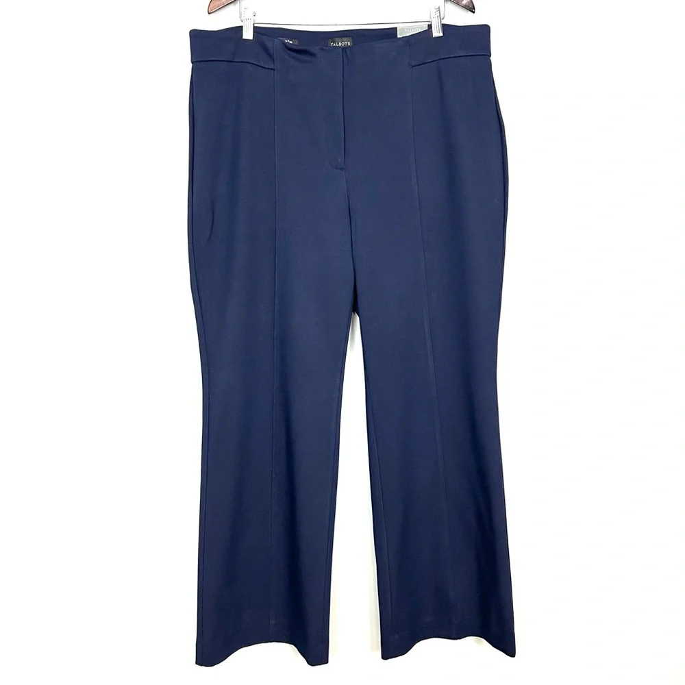 Talbots Providence Flare Pants Women’s Size 18W Stretch Herringbone Knit Navy
